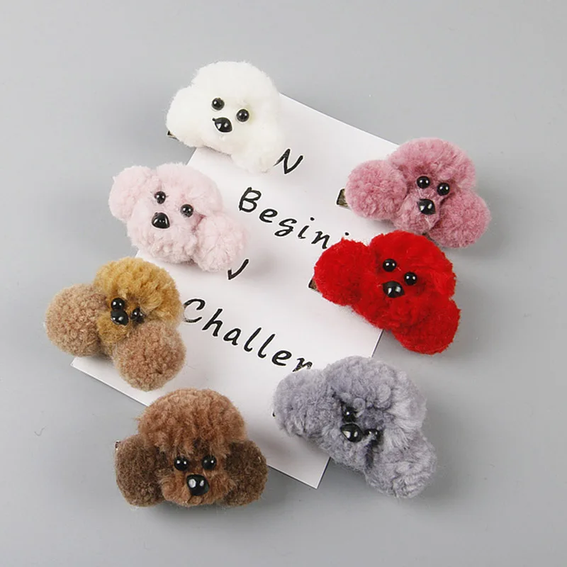 

Hot Sale 1PC Creative 3D Dog Plush Toy Hair Clips BB Clips For Baby Girls Cute Korean Cartoon Hair Rope Hair Accessories