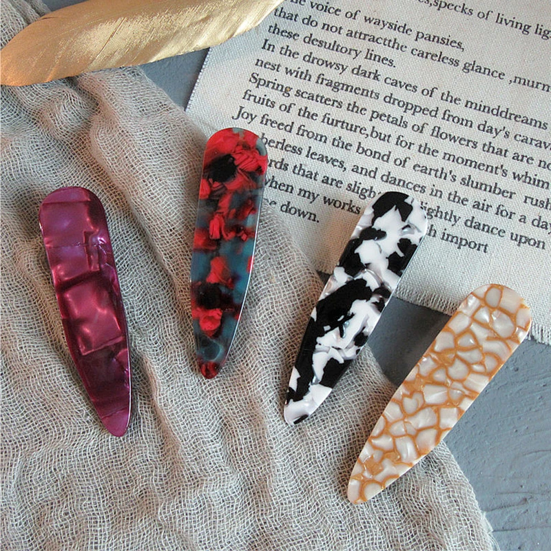 

Fashion Women Acetate Acetate Water Drop Hair Clips Geometric Triangle Leopard Flower Hairpin Vintage Hair Accessories