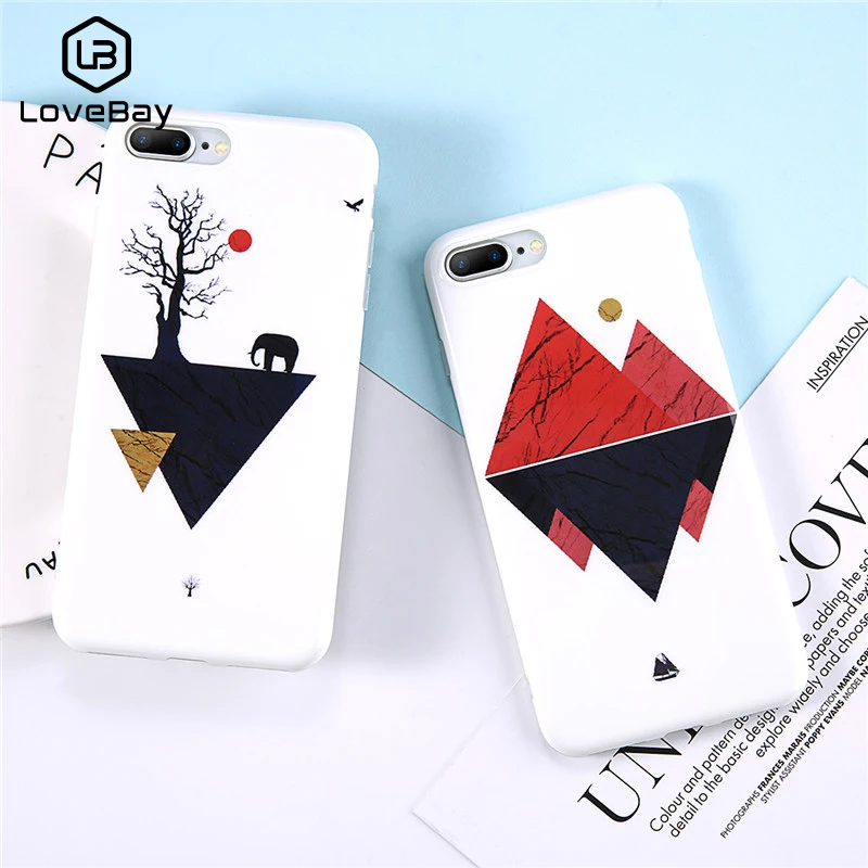 Lovebay узорные чехол для iPhone 6 S 7 8 Plus X XR XS Max геометрические треугольные мраморные