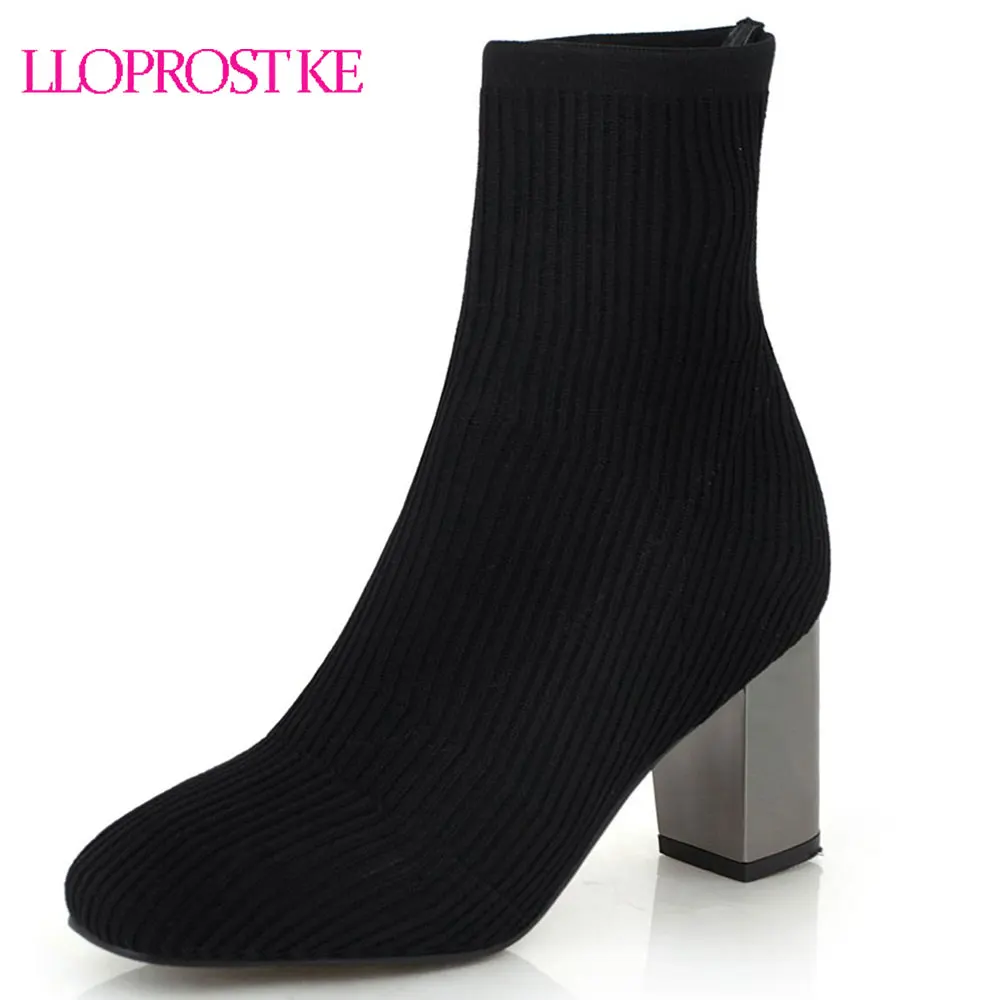 

Lloprost ke Women Knitted Sock Boots 7cm Stiletto High Heels Ankle Boots for Women Autumn Boots Plus Size 42 43 Women Shoes