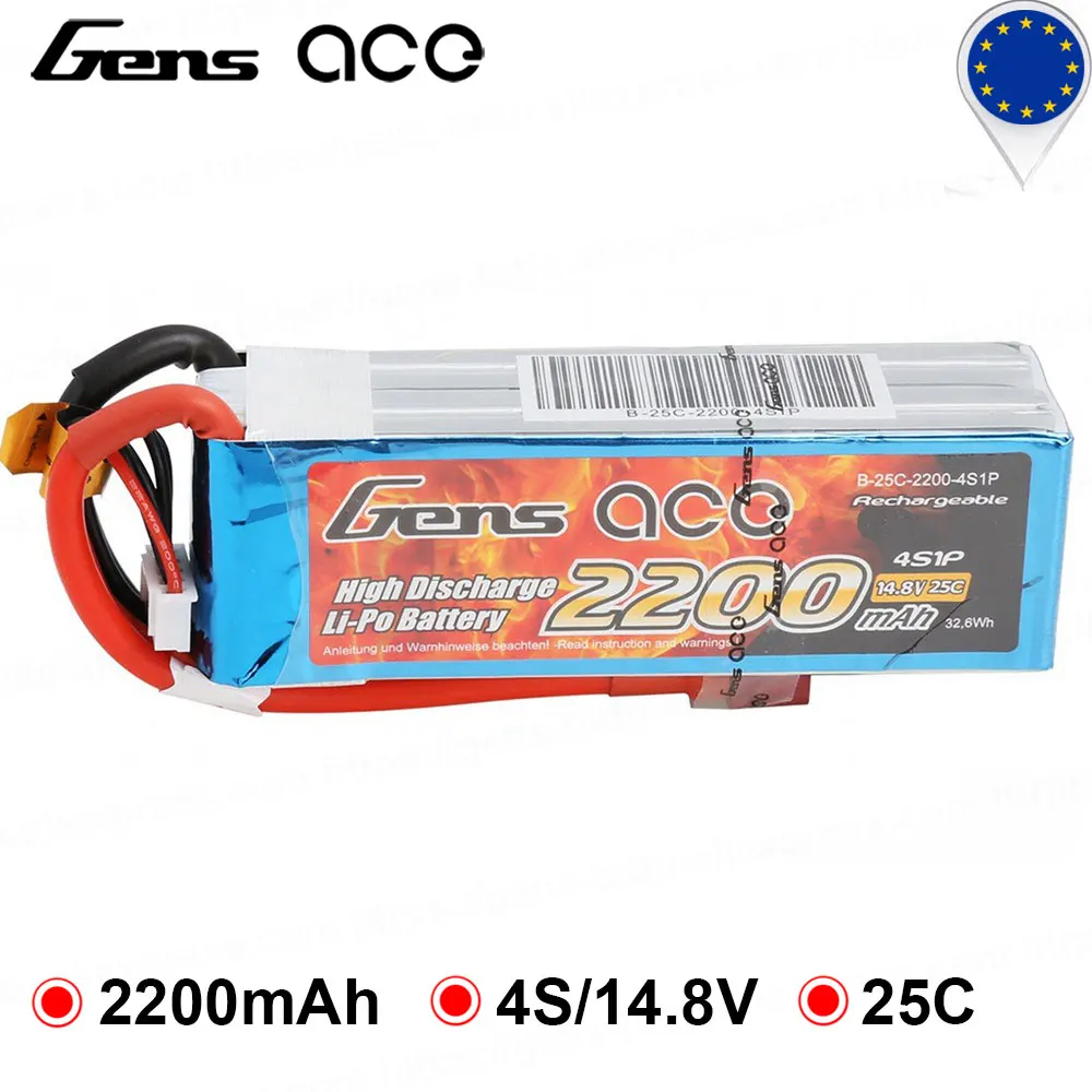 Gens ace 14 8 V 2200mAh Lipo 4S аккумулятор 25C Deans Plug батареи для 3D HobbyShop 48 &quotвспененный 70 мм edf F16