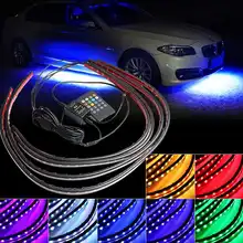 DC12V 4x Водонепроницаемый RGB 5050 SMD гибкий светодиодный полосы под Автомобильная трубка Underglow днища Системы неоновый свет комплект с пультом дистанционного управления Управление