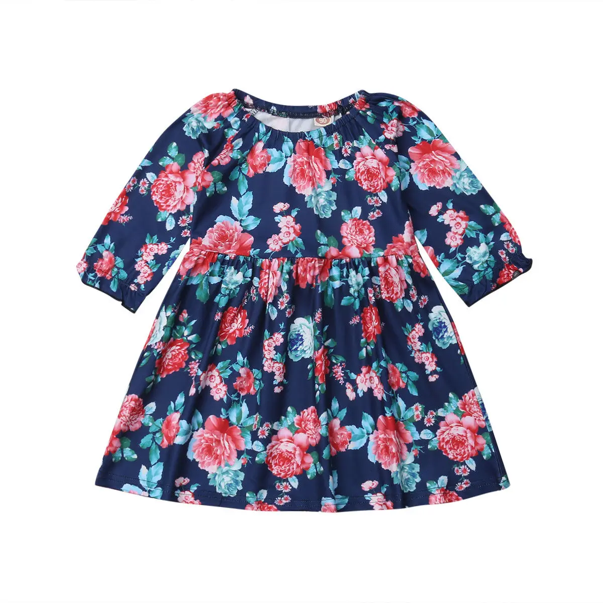 

Princess Toddler Kids Baby Girl Long Sleeve Floral Long Dress Boho Sundress Clothes
