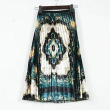 Летняя Женская Геометрическая юбка с высокой талией и принтом, модная плиссированная винтажная юбка Harajuku, фатиновая трапециевидная длинная юбка