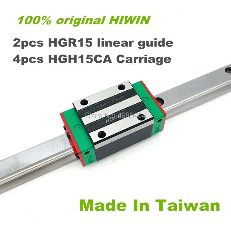 HIWIN HGR15 600mm Linear guide rail 4Pcs HGH15CA carriages 100% Genuine HIWIN 