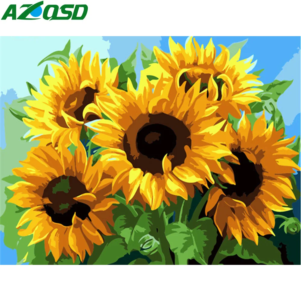 

AZQSD DIY Frameless Oil Painting By Numbers Sunflower Pictures Canvas Painting For Living Room Wall Art Home Decoration SZGD126