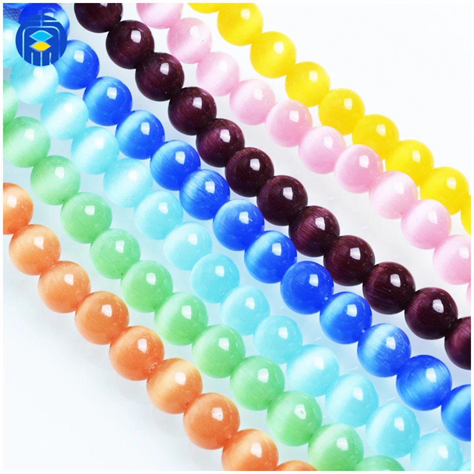

6/8/10MM White/Pink/Purple 5AAA Round Mexican Opal Bead Natural Cat Eye Beads for Making Jewelry Free Shipping