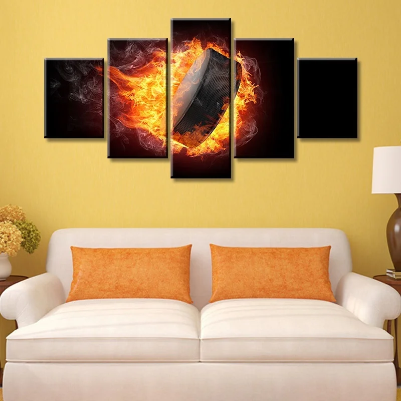 

5 Panels Modern Abstract Painting Style National Ice Hockey League Poster Printed on Canvas for Home Painting Wholesa