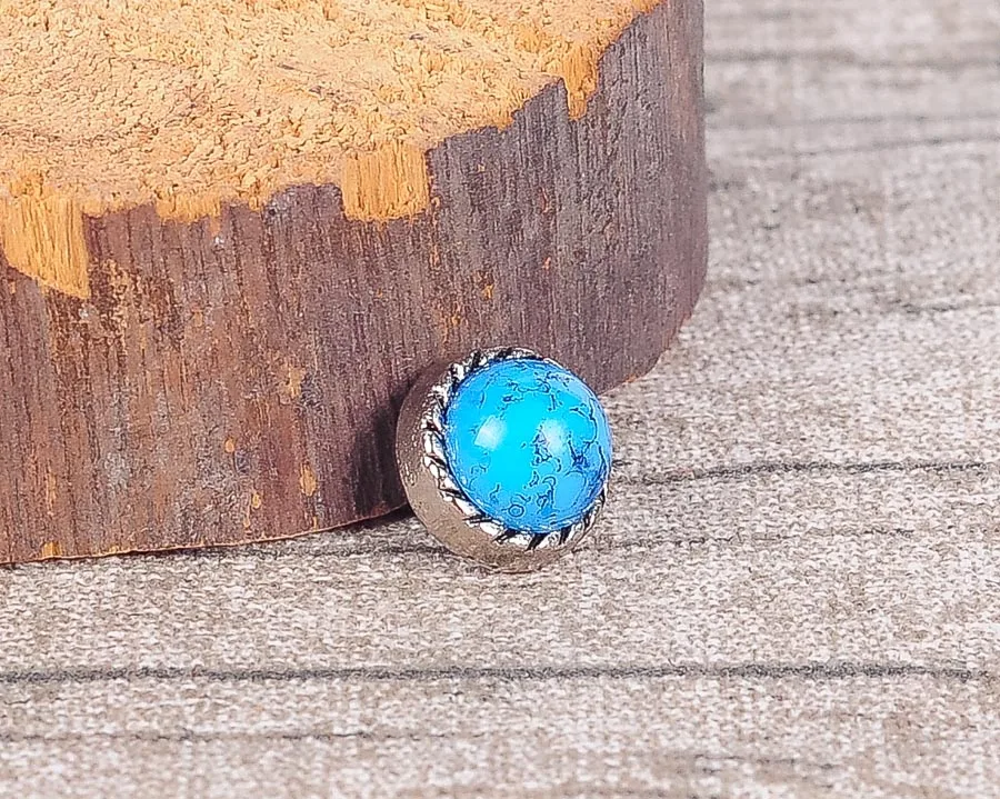 

10PCS 10MM TURQUOISE VINTAGE SLIVER FLORAL ROPE LEATHER CRAFT WESTERN CONCHOS