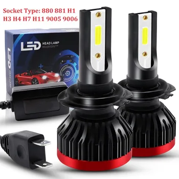 

1pair H7 LED Car Headlight Bulbs 100W H1 H3 H4 H8 H11 880 881 LED 9005 9006 LED IP67 COB Chip Mini Auto Front Headlamp Fog Lamp