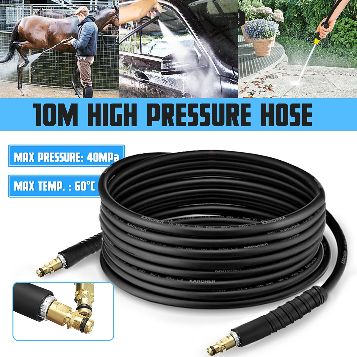 10m High Pressure Washer Water Cleaning Hose Pure Copper for K K2 K3 K4 K5 Car Wash