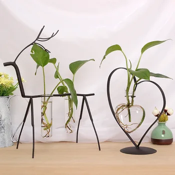

European Green Hydroponic Fresh Transparent Glass Flower Pot Vase Desktop Plant Vase Ornament Home Decoration Accessories Gifts