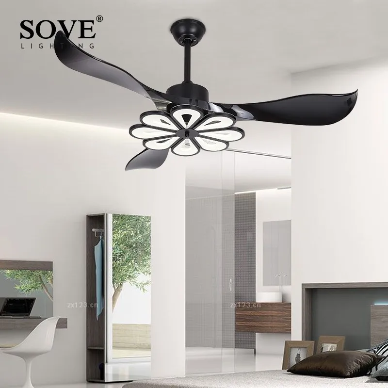 Sove Led Lampu Langit Modern Hitam Kipas Angin Dengan Rumah Dekoratif R Dc Ceiling Fan Remote Kontrol Aliexpress Sove Led Lampu Langit Modern