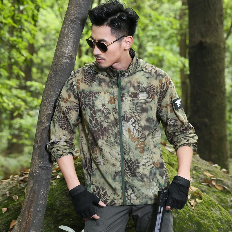 

Outdoor Sports Fast Dry Sunscreen Military Training Jacket Men Summer Fishing Climbing Cycling Thin Waterproof Breathable Coat
