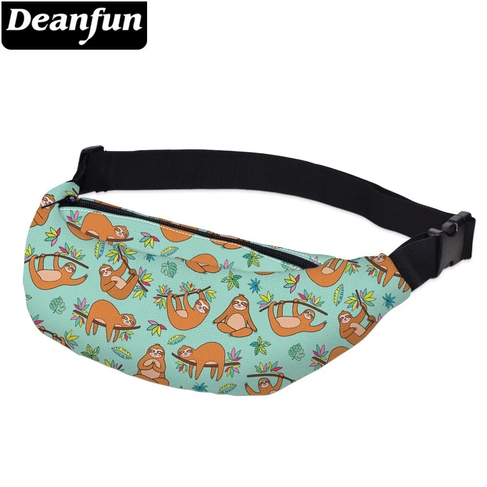 Deanfun الطباعة البني الكسل الرجال حزمة مراوح للماء السلاحف ليف الخصر حزمة رجل بطن حقيبة للسفر YB-43