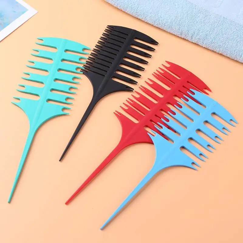 

4pcs/set Salon Fish Bone Shape Coloring Comb Anti-static Hair Dyeing Highlighted Combs Hairstyling Dispensing Brush Tools