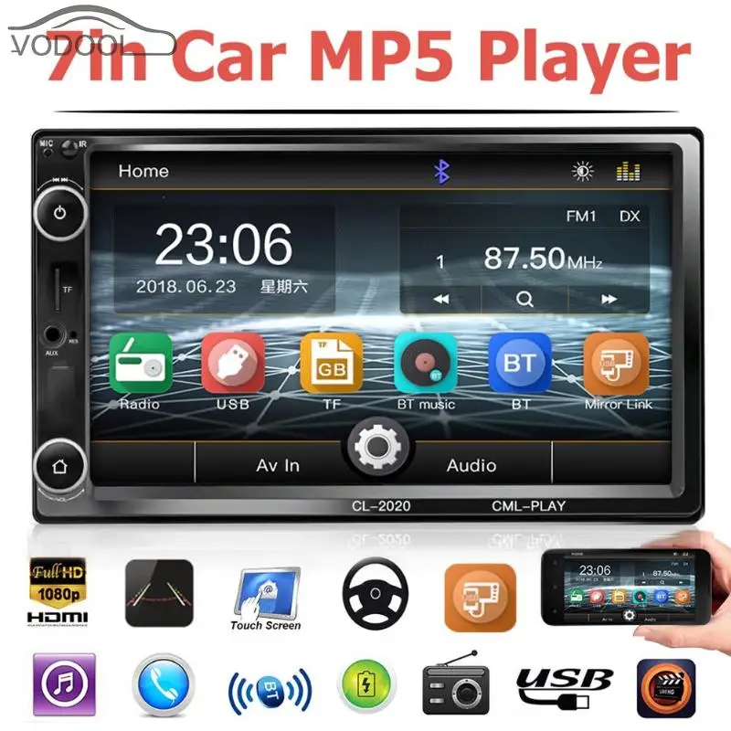 

2Din 7 Inch Touch Screen Car Stereo Multimidia Car MP5 Player FM Radio USB Bluetooth Dash Cam With/No Camera