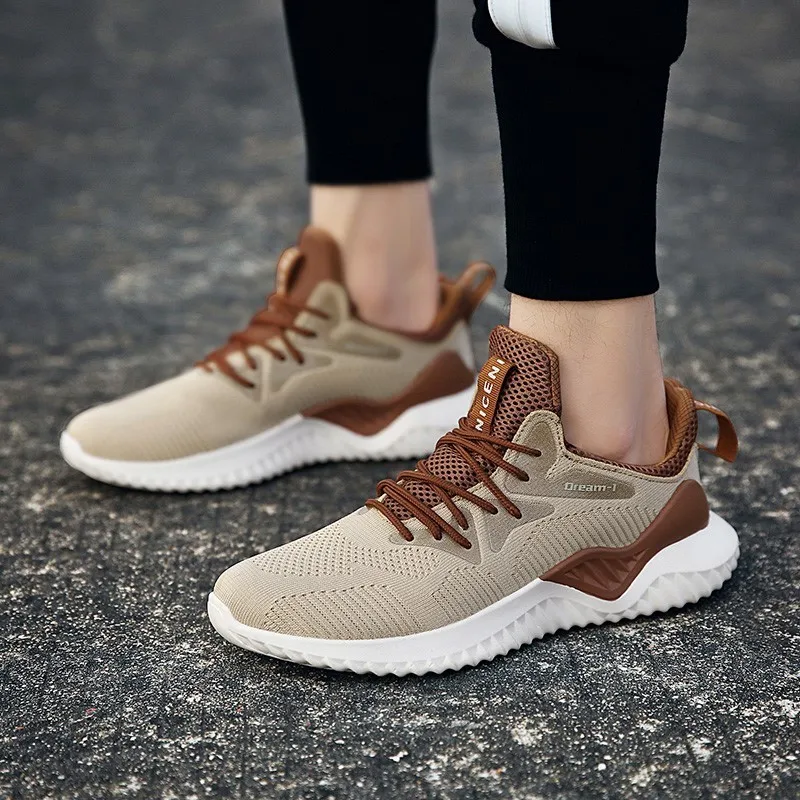 

Qzhsmy Breathable Sneakers man summer Running Shoes men's for adults Trainers Lace-up Outdoors Athletic Comfortable Sport Shoes