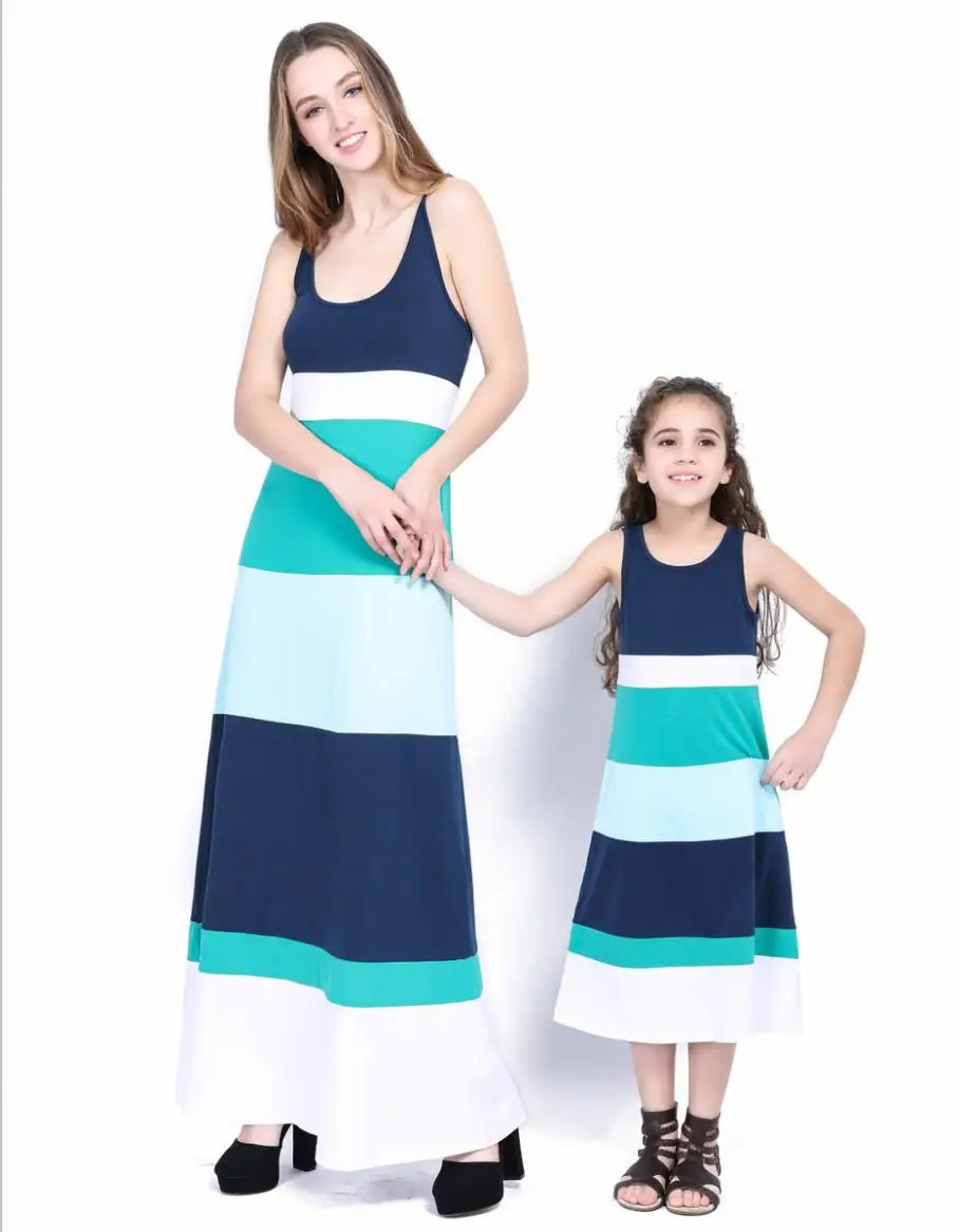 ZOGAA 2019 Sleeveless Family Matching Clothes Stripe Mother Daughter Dresses Causal Moeder Dochter Kleding 2 colors ZOGAA 2019 Sleeveless Family Matching Clothes Stripe Mother Daughter Dresses Causal Moeder Dochter Kleding 2 colors
