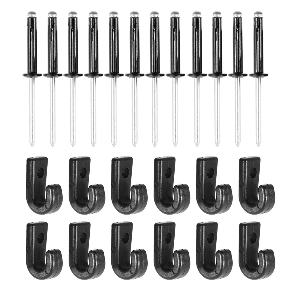 

12PCS/lot J Hooks Lashing Hooks Bungee Hooks with 12 Rivets for Kayak Canoe Paddle Board Accessories Kayak Accessories