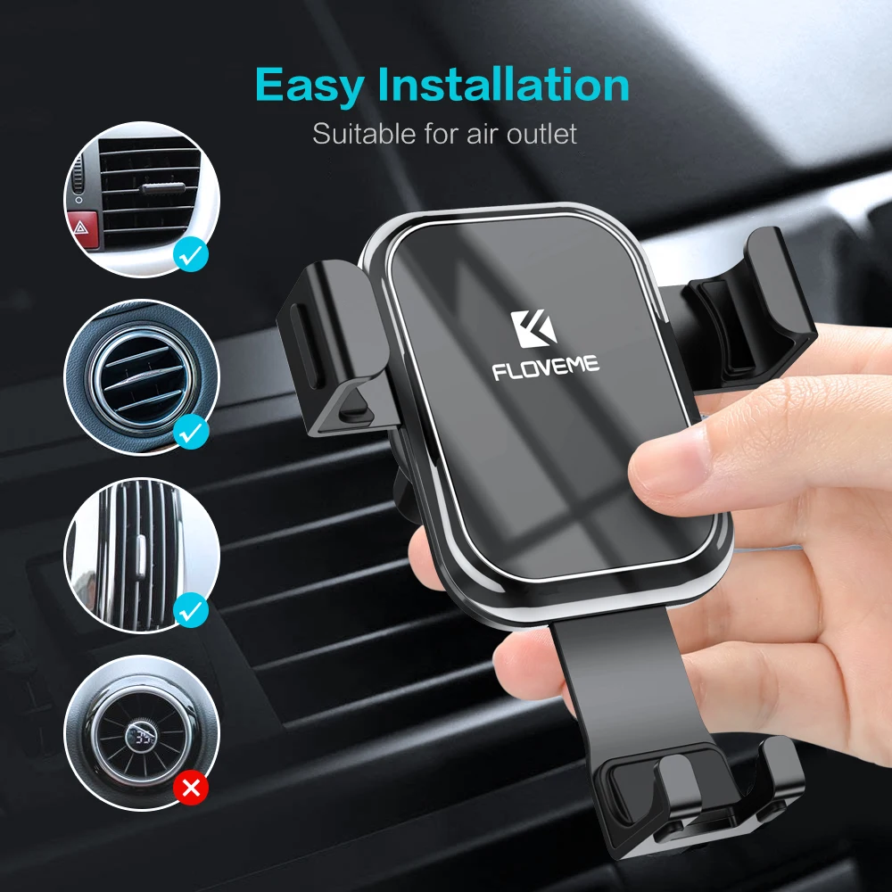 Автомобильный держатель для телефона Floveme Air Vent iPhone X XS 7 Plus с гравитацией