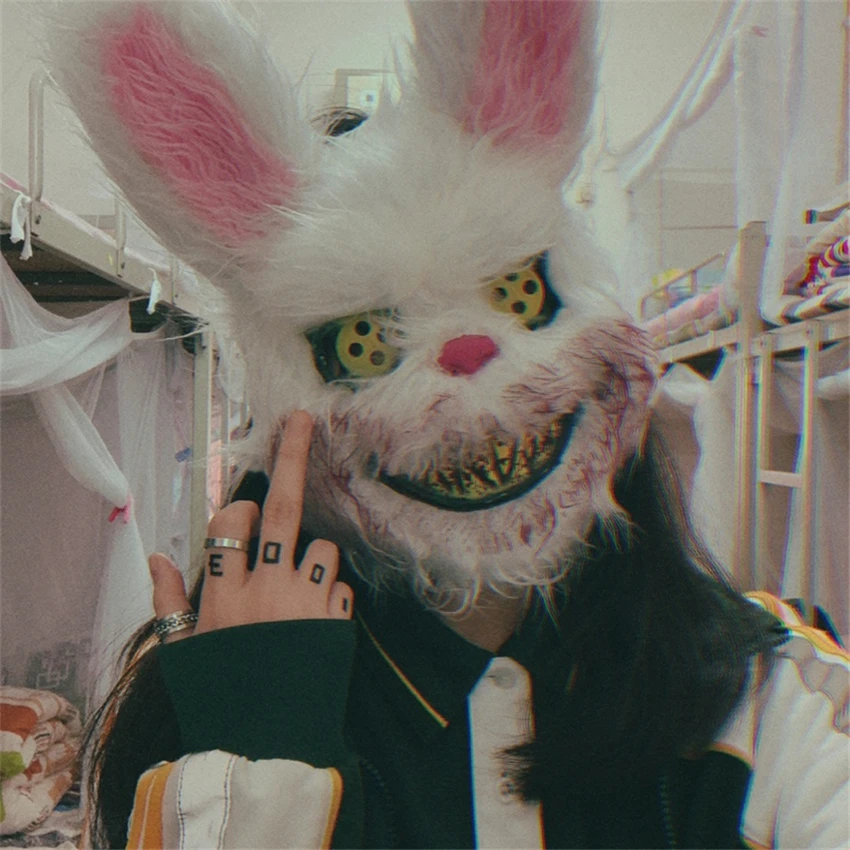 Adult Scary Animal Mask Halloween Blooding Rabbit Cosplay Masks Carnival Party Plush Face Mask Bloody Bear Head Covers|Holidays Costumes| - AliExpress