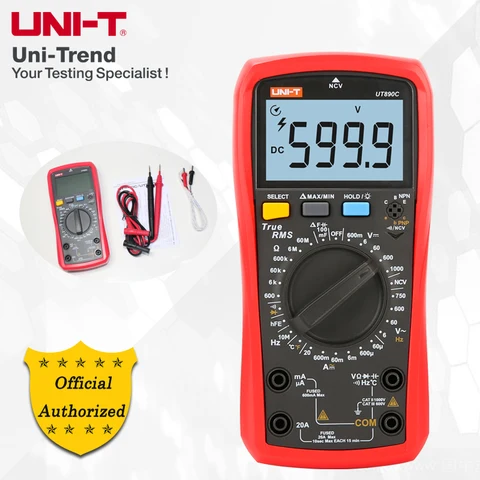 Teste de Capacitância Ut890d + Multímetro Uni-t Uniforme Digital Faixa Manual Verdadeiro Rms Multifunction Multímetro Ncv Ut890c –