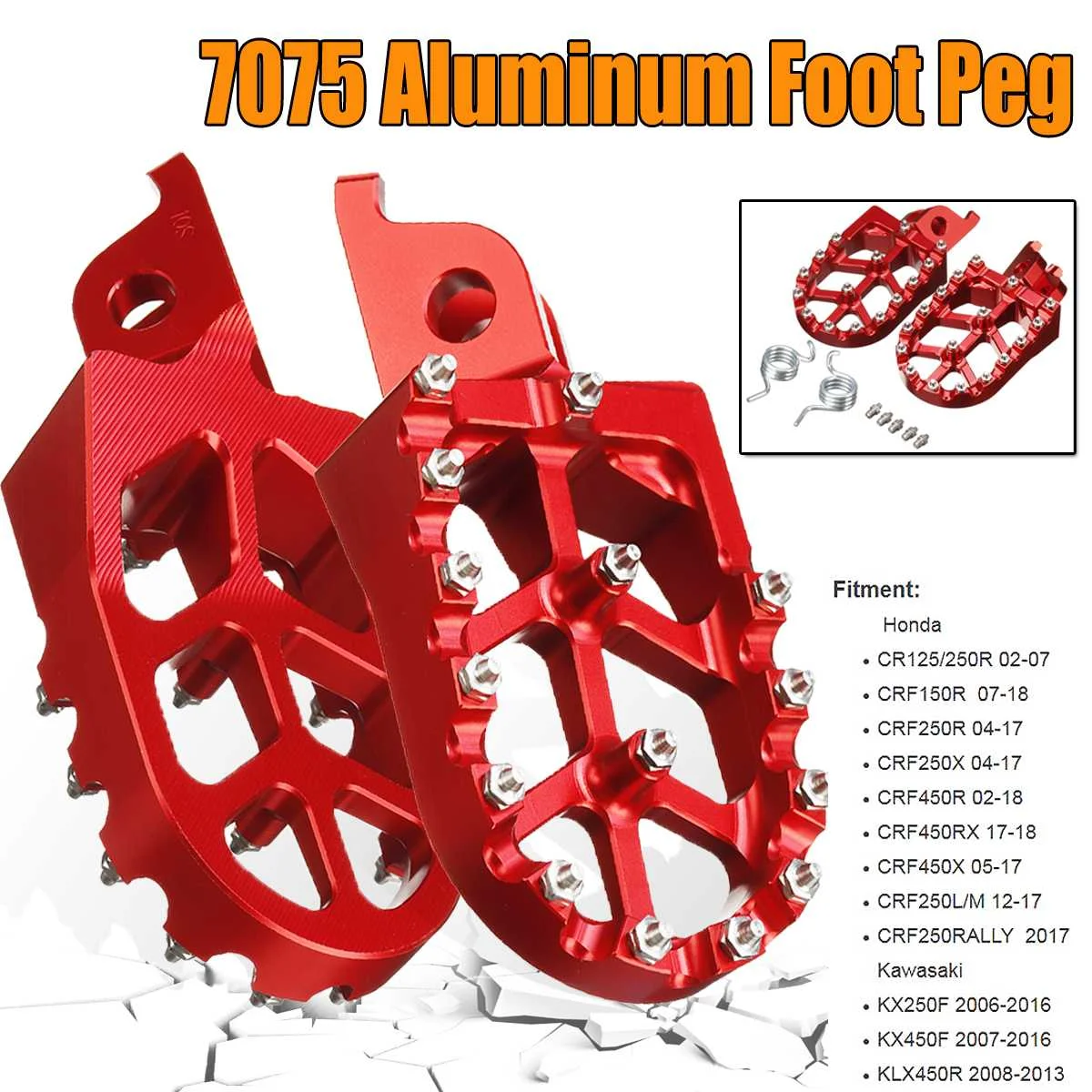 

Red CNC Billet MX Foot Pegs Rests Pedals Footpegs For CR crf450r crf 450 crf250r crf250x CR125/250 Motorcycle