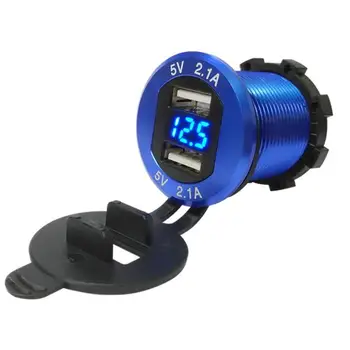 

12V/24V 4.2A Dual USB Motorcycle Car Charger Cigarette Lighter Socket Plug Waterproof USB Charger with Led Voltmeter Volt Meter