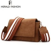Herald Fashion Women Wide Strap Shouler Bags Female Scrub Messenger Bag High Quality Leather Women's Flap Bag Lady Crossbody Bag Herald Fashion Women Wide Strap Shouler Bags Female Scrub Messenger Bag High Quality Leather Women's Flap Bag Lady Crossbody Bag