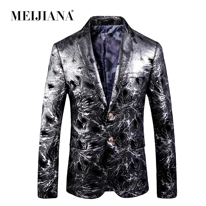 

Suit Men Blazer MEIJIANA Cothings Lightning Digital 2018 Jacket Party Wearing Spring New Feathers Printing Autumn Young