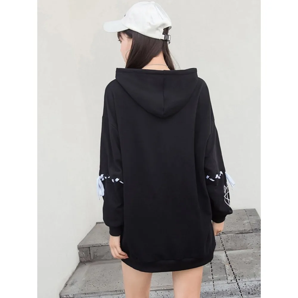 Women Goth Hoodies Casual Hip Hop OL Punk Plus Size Korean Style Loose Hooded Cartoon Print Female Cool Fashion White Sweatshirt Women Goth Hoodies Casual Hip Hop OL Punk Plus Size Korean Style Loose Hooded Cartoon Print Female Cool Fashion White Sweatshirt