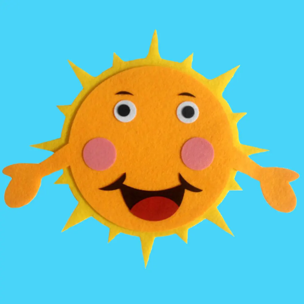 

Sun Smile Face Cartoon Wall Stickers Kindergarten Felt Cloth Wall Decor DIY Craft Children Bedroom Decor