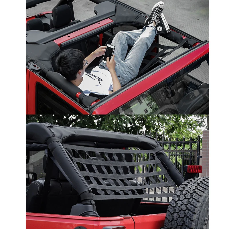 

1pcs Car Multi-function Net Pocket Insulation Curtain Hammock Top Soft Cover Rest Bed Hammock For Jeep Wrangler JK 07-18