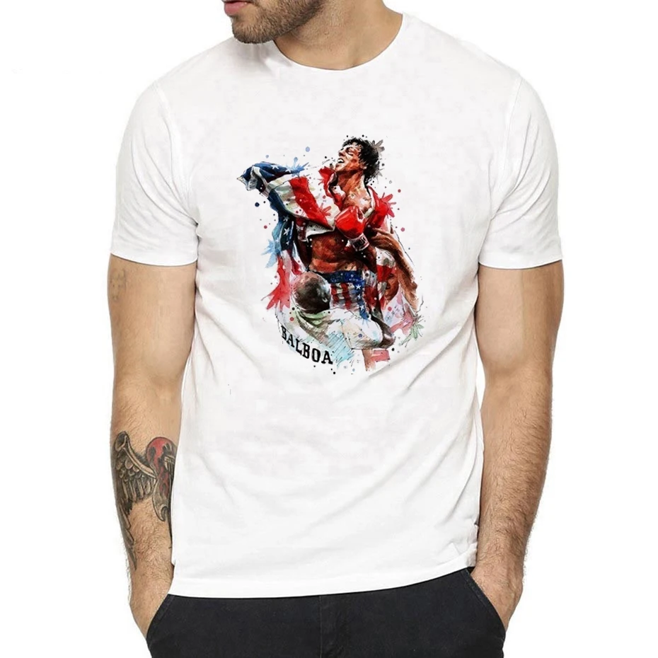 

New Summer Style ROCKY BALBOA Winner Cheers Movie Theme T-shirt Men Fashion T-shirt with Short Sleeves Camisetas Hombre