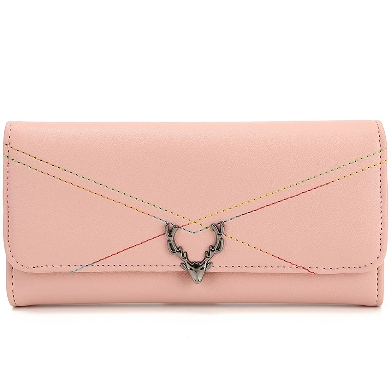 

Ladies Long Wallet Korean Fashion Clutch Bag 3 Fold Pu Wallet Simple Female Hand Caught Foreskin