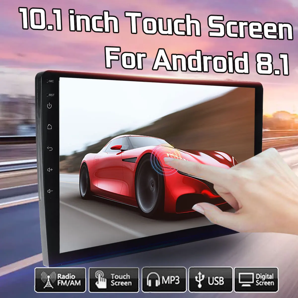 

4K 10.1'' Car MP5 Player Quad Core 2 DIN bluetooth FM Radio Android 8.1 WiFi GPS DVBT DAB Car Stereo Car Multimedia Player 1+16G