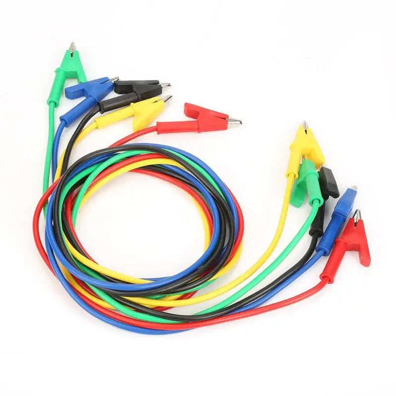 

5pcs/Lot P1024 Colorful Double-ended Crocodile Clips Lead Testing Probe Cable Wire 1500V 15A 100cm Length Wholesale