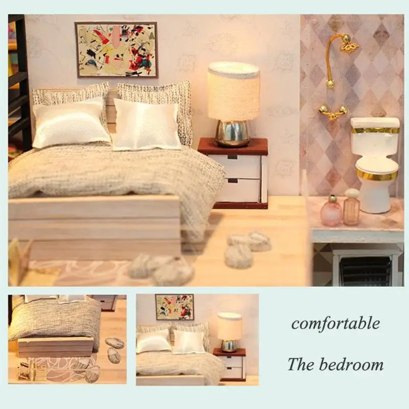 DIY Doll Model Wooden Miniature Doll House Furniture Handmade Building Blocks Gift Toys DIY Doll Model Wooden Miniature Doll House Furniture Handmade Building Blocks Gift Toys