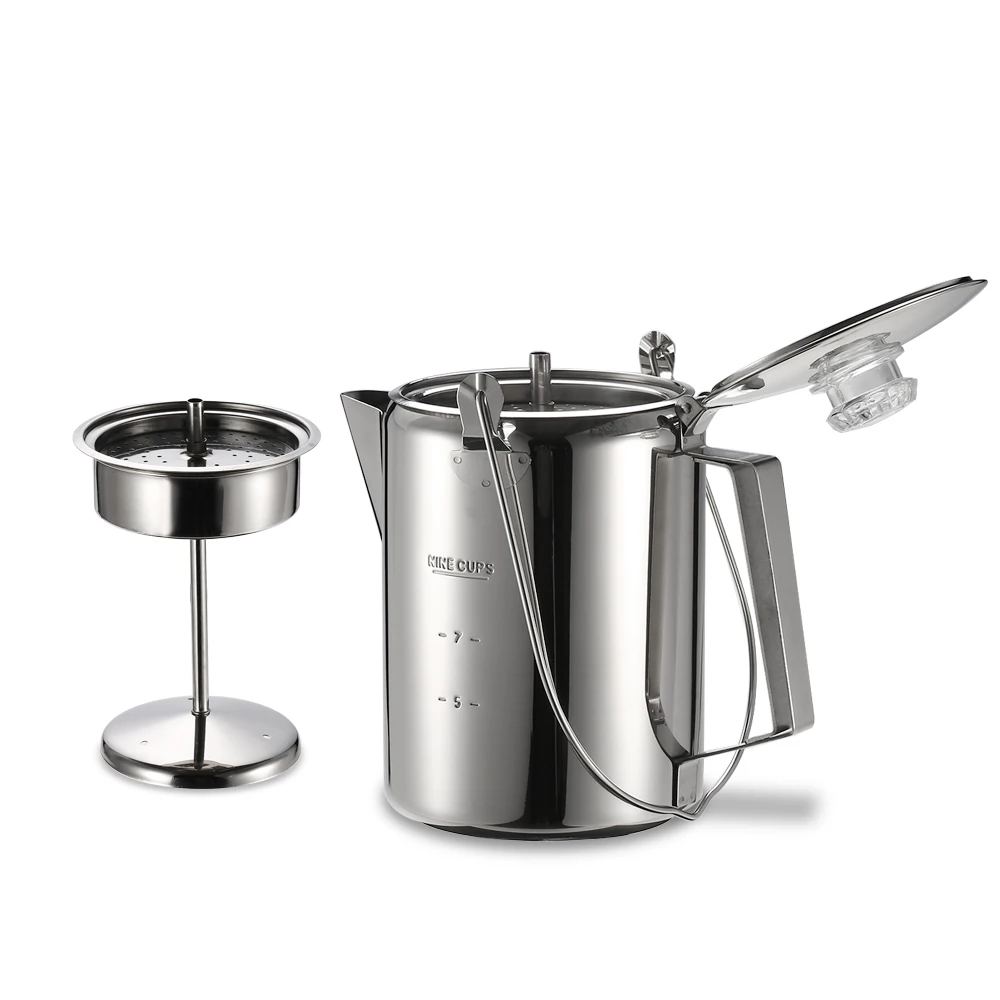

Outdoor Camping Pot 9 Cup Stainless Steel Percolator Coffee Pot Coffee Maker for Camping Home Kitchen Camping Home Kitchen