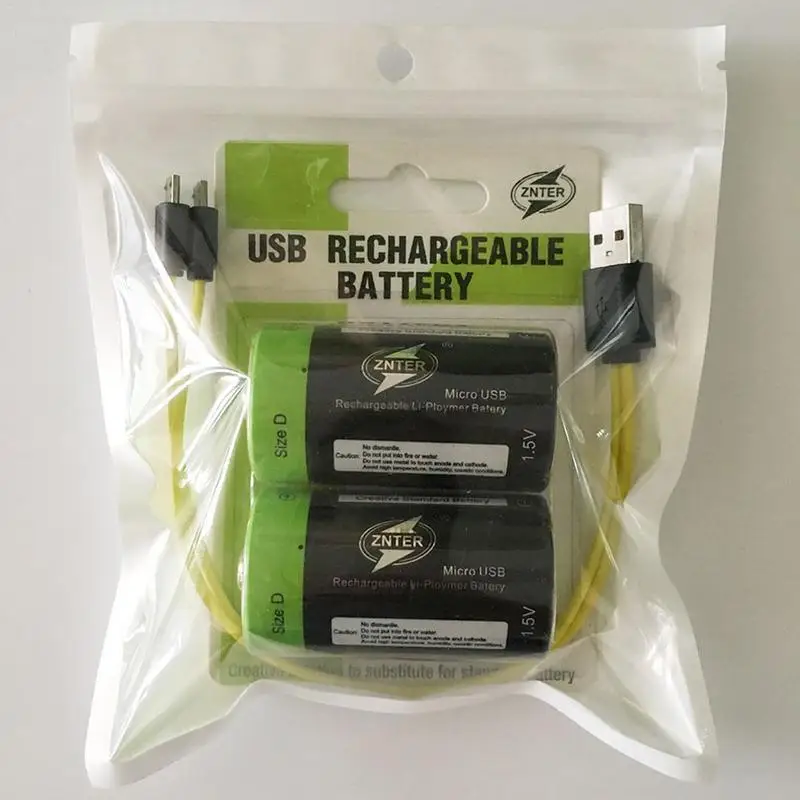 ZNTER ZNT1 2pcs 1 5 v литий полимерный аккумулятор 4000mAh USB D размер аккумуляторная батарея