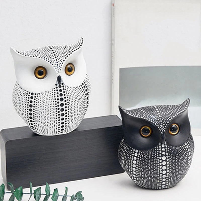 

Newly Minimalist Craft Owls Animal Figurines Resin Miniatures Nordic Home Office Decoration Living Room Bedroom Ornaments Crafts