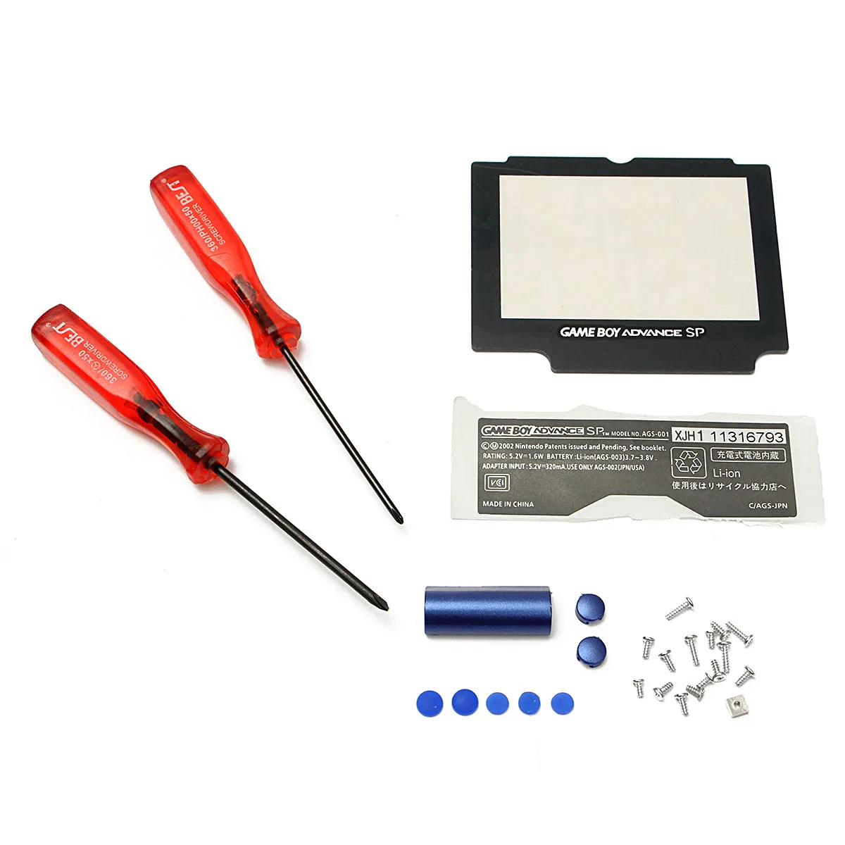 1 Set Blue Shell Housing For Gameboys Advance SP Replacement Case Full Housing Shell +Screen Cover+Tool For Nintendos For GBA SP