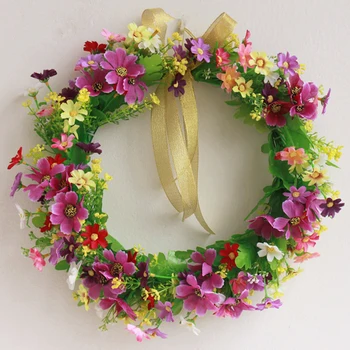 

Artificial Wreaths Floral Door Wreath Garland For Home Wall Party Wedding Supply Decor