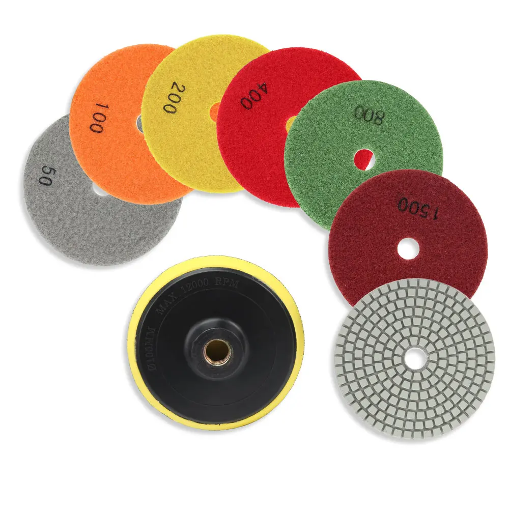 8pcs Diamond Polishing Pads Kit 4inch Wet Grinding Discs For Granite Marble Concrete Stone