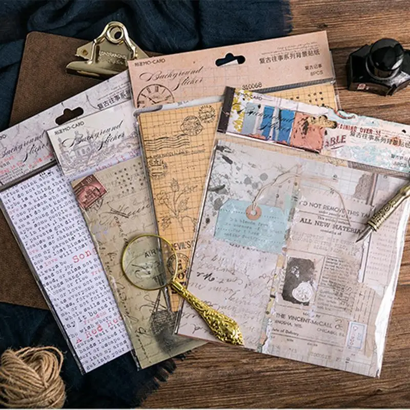 8 штук упак. винтажные наклейки записная книжка Скрапбукинг DIY стикер подарочная