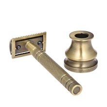 Регулируемый бритвенный набор, металлическая Безопасная бритва с двойными краями и подставкой, ручной инструмент для бритья бороды и усов