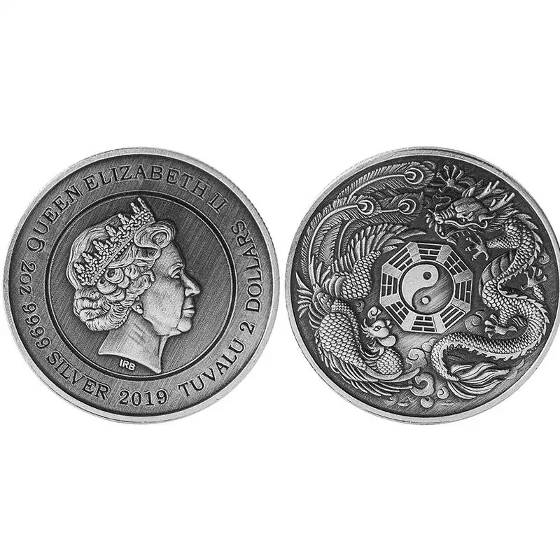 

Elizabeth Commemorative Coin Longfeng Chengxiang Eight Diagrams Three-dimensional Medal Collecting Gift Coins Crafts Lovers