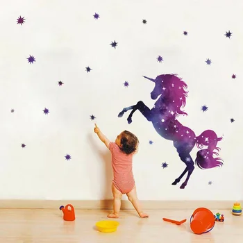 

UBRUSH New Style Dream Unicorn Wall Stickers Animal Stars DIY Children's Room Children's Christmas Decoration Stickers