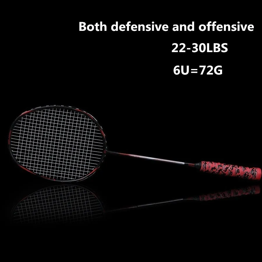

Quality Full Carbon Badminton Rackets 6U(72g) Both Offensive And Defensive Training Single Racquet With Strings Service Q1439CMC